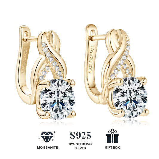 1 Pair Moissanite Infinity Element Women'S Earrings, 925 Silvery 8mm Round VVS1D Color Moissanite Earrings for Wedding and Party, Holiday Gifts, Earrings for Women, Jewelry Gifts, Gift Box