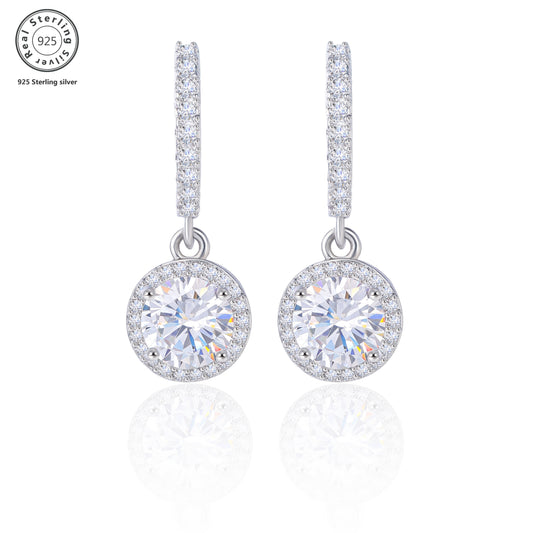 925 Silver 1ct Moissanite Pendant Earrings, Top Cutting Process, Allergy Proof, The Best Choice for Party Wear, Gift Box