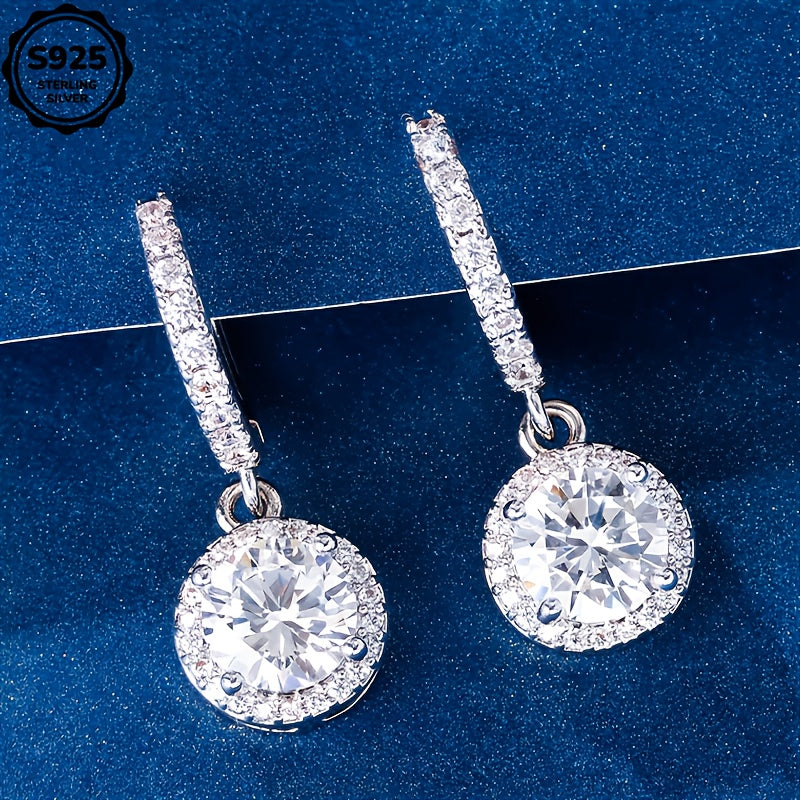925 Silver Moissanite Earrings, Ring Earrings, Luxurious and Elegant, Daily Gift for Wife, Mother, Girl, Birthday Gift, Mother's Day Gift, Suitable for Wedding and Special Occasions, Halloween, Thanksgiving, Christmas, Gift Box Included