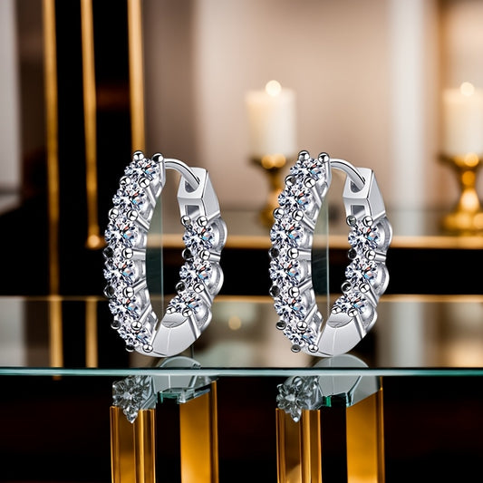 1.8 Ct Moissanite Hoop Earrings for Women, Round Cut D Color VVS1 Clarity Lab Created Moissanite Earrings 925 Sterling Silvery Hoop Earrings Jewelry Gifts for Her Anniversary Birthday, Valentine's Day Gift, Christmas Gift