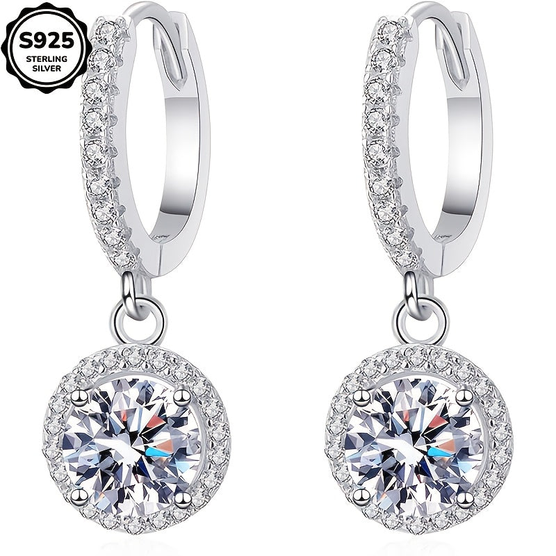 925 Silver Moissanite Earrings, Ring Earrings, Luxurious and Elegant, Daily Gift for Wife, Mother, Girl, Birthday Gift, Mother's Day Gift, Suitable for Wedding and Special Occasions, Halloween, Thanksgiving, Christmas, Gift Box Included