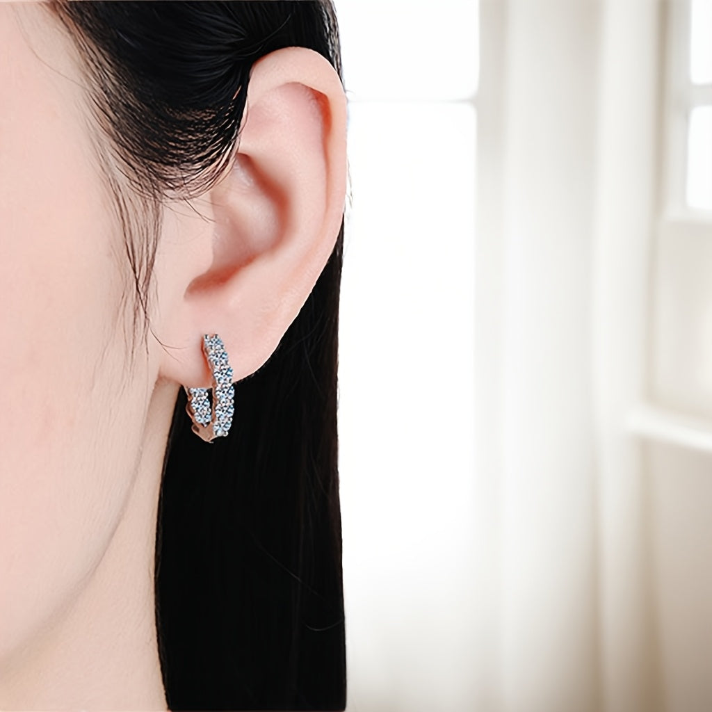 1.8 Ct Moissanite Hoop Earrings for Women, Round Cut D Color VVS1 Clarity Lab Created Moissanite Earrings 925 Sterling Silvery Hoop Earrings Jewelry Gifts for Her Anniversary Birthday, Valentine's Day Gift, Christmas Gift