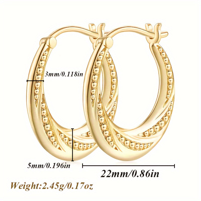 925 Silvery Hoop Earrings, 18k Golden Plated, Ladies Rotating Ball Design, Simple Charming Fashion Personality Trend Comfortable, Daily Wear, Give to Mom, Partner, Daughter, Friend, Express Your Heart, Any Holiday- Christmas, Birthday, Anniversary