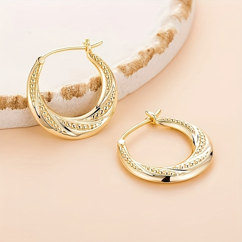 925 Silvery Hoop Earrings, 18k Golden Plated, Ladies Rotating Ball Design, Simple Charming Fashion Personality Trend Comfortable, Daily Wear, Give to Mom, Partner, Daughter, Friend, Express Your Heart, Any Holiday- Christmas, Birthday, Anniversary