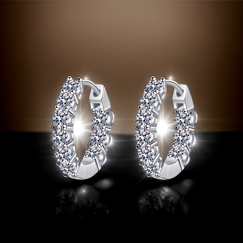 1.8 Ct Moissanite Hoop Earrings for Women, Round Cut D Color VVS1 Clarity Lab Created Moissanite Earrings 925 Sterling Silvery Hoop Earrings Jewelry Gifts for Her Anniversary Birthday, Valentine's Day Gift, Christmas Gift