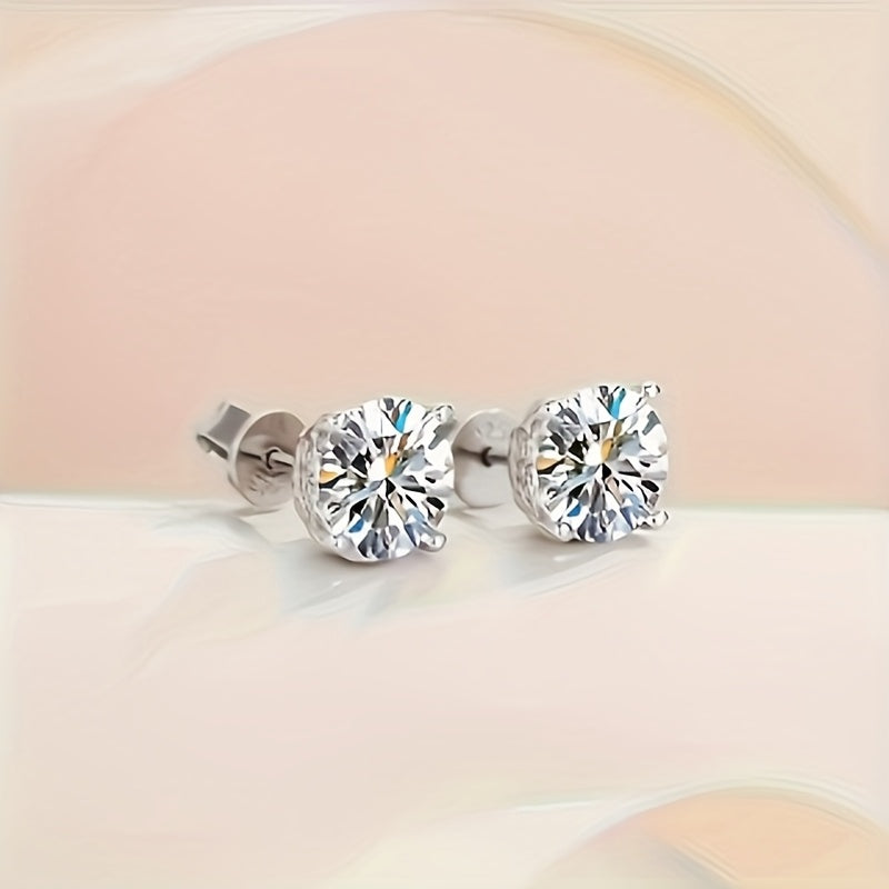 925 Silver Ladies Fashion Simple Trend with 8mm2ct Moisanite Earrings, Shining Cutting Process, Delicate And Lightweight Size, Easy to Wear, Suitable for A Variety Of Daily Occasions, Festival Gifts to Friends And Lovers, Gift Box