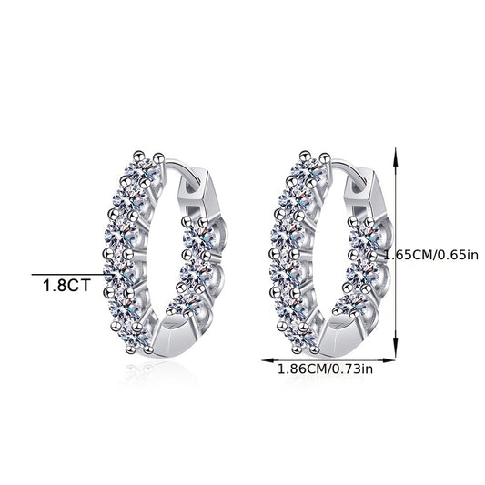 1.8 Ct Moissanite Hoop Earrings for Women, Round Cut D Color VVS1 Clarity Lab Created Moissanite Earrings 925 Sterling Silvery Hoop Earrings Jewelry Gifts for Her Anniversary Birthday, Valentine's Day Gift, Christmas Gift