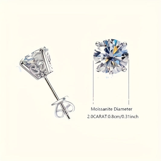 925 Silver Ladies Fashion Simple Trend with 8mm2ct Moisanite Earrings, Shining Cutting Process, Delicate And Lightweight Size, Easy to Wear, Suitable for A Variety Of Daily Occasions, Festival Gifts to Friends And Lovers, Gift Box