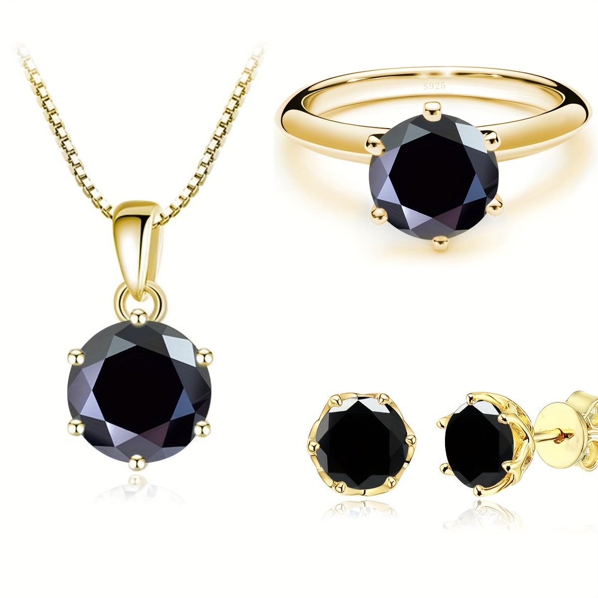 4pcs 1 carat Moissanite necklace + 1 carat Moissanite ring + 1 carat * 2 Moissanite earrings 925 sterling silver jewelry, available in a variety of colors, with certificate and gift box.