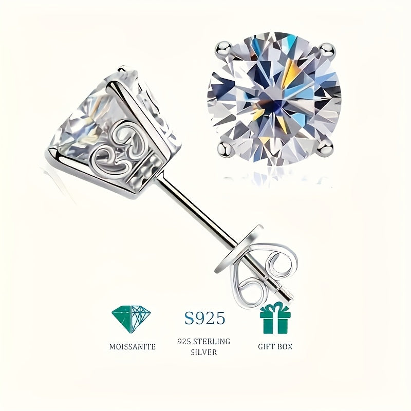 925 Silver Ladies Fashion Simple Trend with 8mm2ct Moisanite Earrings, Shining Cutting Process, Delicate And Lightweight Size, Easy to Wear, Suitable for A Variety Of Daily Occasions, Festival Gifts to Friends And Lovers, Gift Box