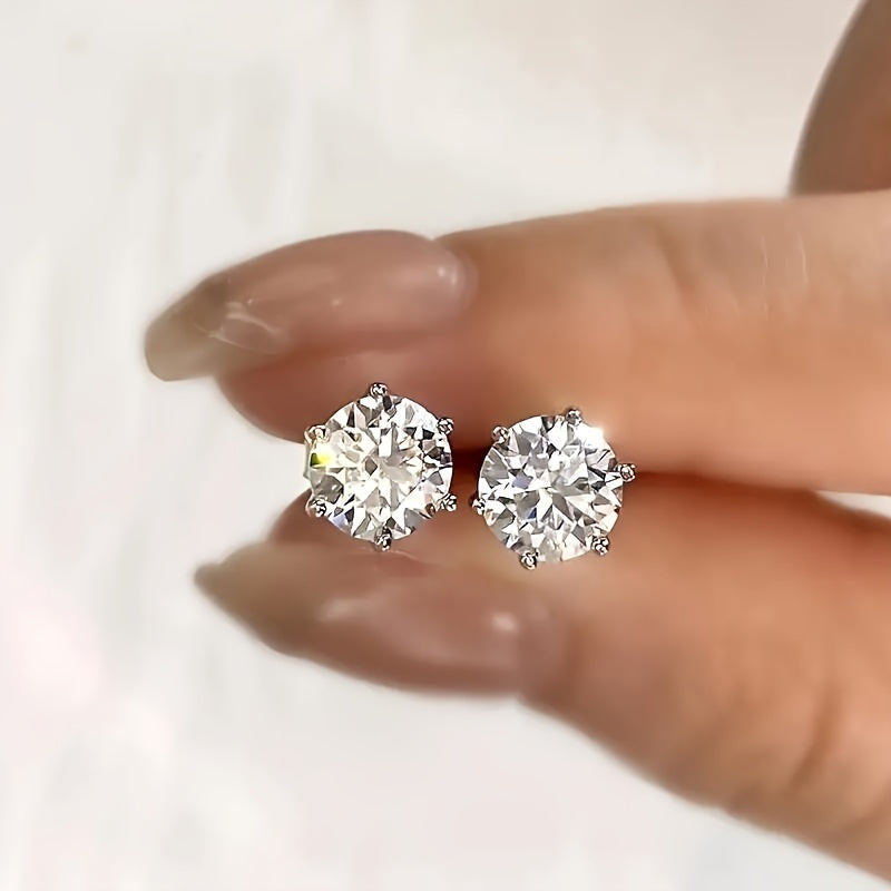 2pcs 2ct * 2 Moissanite stud earrings screw back 8mm 4ct S925 sterling silver specially designed for you, wedding, birthday, anniversary, new year gift, mother's day gift