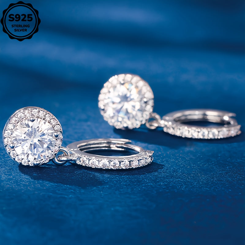 925 Silver Moissanite Earrings, Ring Earrings, Luxurious and Elegant, Daily Gift for Wife, Mother, Girl, Birthday Gift, Mother's Day Gift, Suitable for Wedding and Special Occasions, Halloween, Thanksgiving, Christmas, Gift Box Included