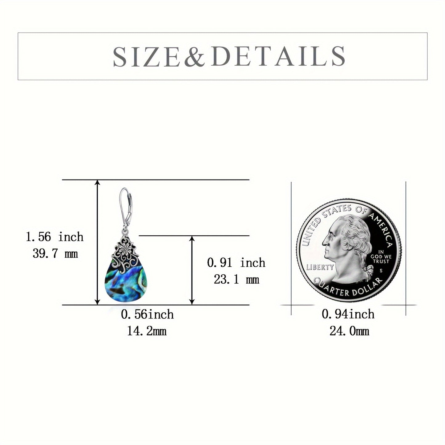 Abalone Shell Filigree Teardrop Drop Dangle Earrings Sterling Silver Vintage Leverback Earrings
