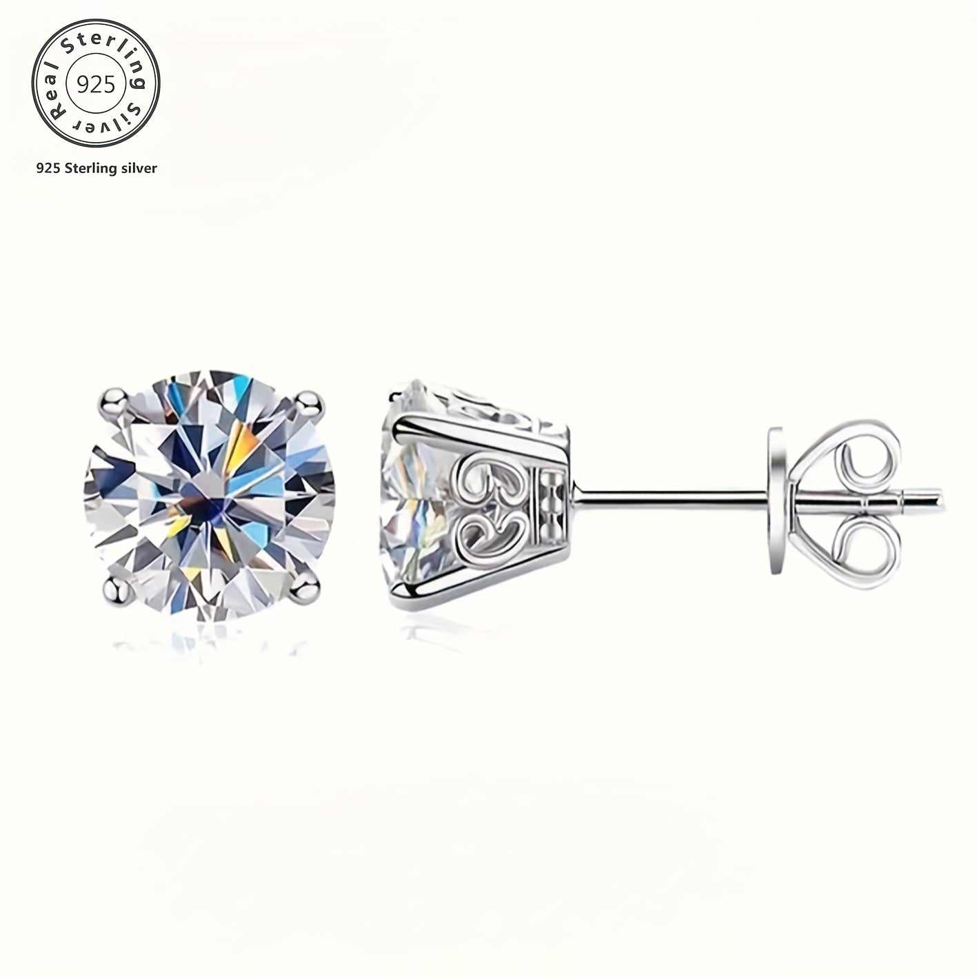 925 Silver Ladies Fashion Simple Trend with 8mm2ct Moisanite Earrings, Shining Cutting Process, Delicate And Lightweight Size, Easy to Wear, Suitable for A Variety Of Daily Occasions, Festival Gifts to Friends And Lovers, Gift Box