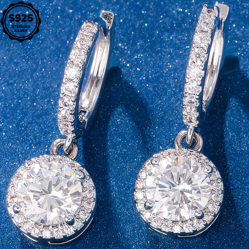 925 Silver Moissanite Earrings, Ring Earrings, Luxurious and Elegant, Daily Gift for Wife, Mother, Girl, Birthday Gift, Mother's Day Gift, Suitable for Wedding and Special Occasions, Halloween, Thanksgiving, Christmas, Gift Box Included