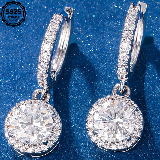 925 Silver Moissanite Earrings, Ring Earrings, Luxurious and Elegant, Daily Gift for Wife, Mother, Girl, Birthday Gift, Mother's Day Gift, Suitable for Wedding and Special Occasions, Halloween, Thanksgiving, Christmas, Gift Box Included