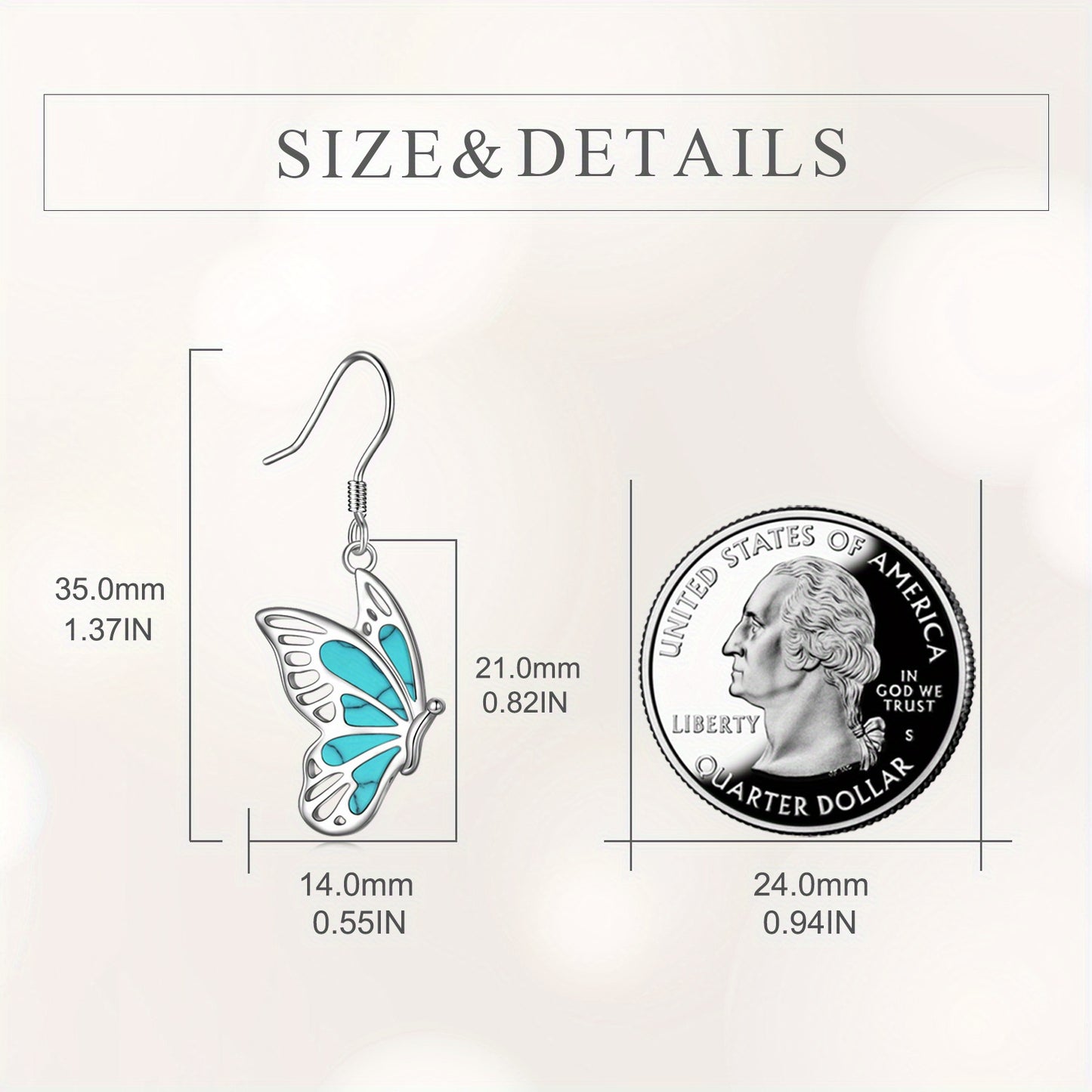YFN Butterfly Earring for Women Sterling Silver Abalone Butterfly Drop Earring Jewelry Birthday Gift for Mom Hypoallergenic (turquoise)
