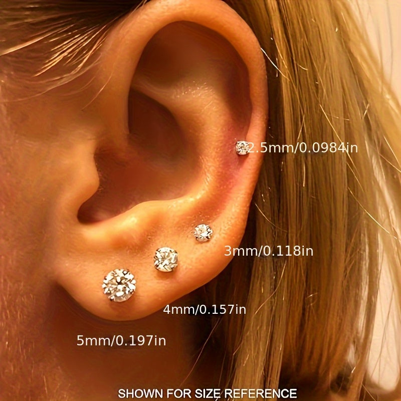 A Pair Of 925 Silver 4mm Moissanite Earrings, Suitable For Both Men And Women, Anti-allergic Material, Suitable For All Occasions, Comes With A Beautiful Gift Box