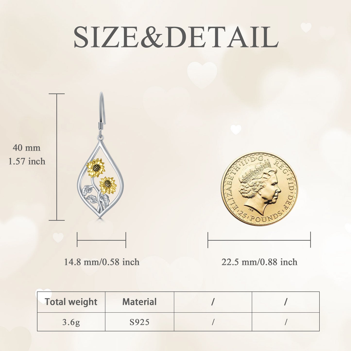 Sterling Silver Sunflower Dangle Earrings - Boho Chic Floral Drop Charm Jewelry with Golden-Tone Accents, Perfect for Daily Wear or Gifting, All-Season Versatile Design, Sunflower Jewelry