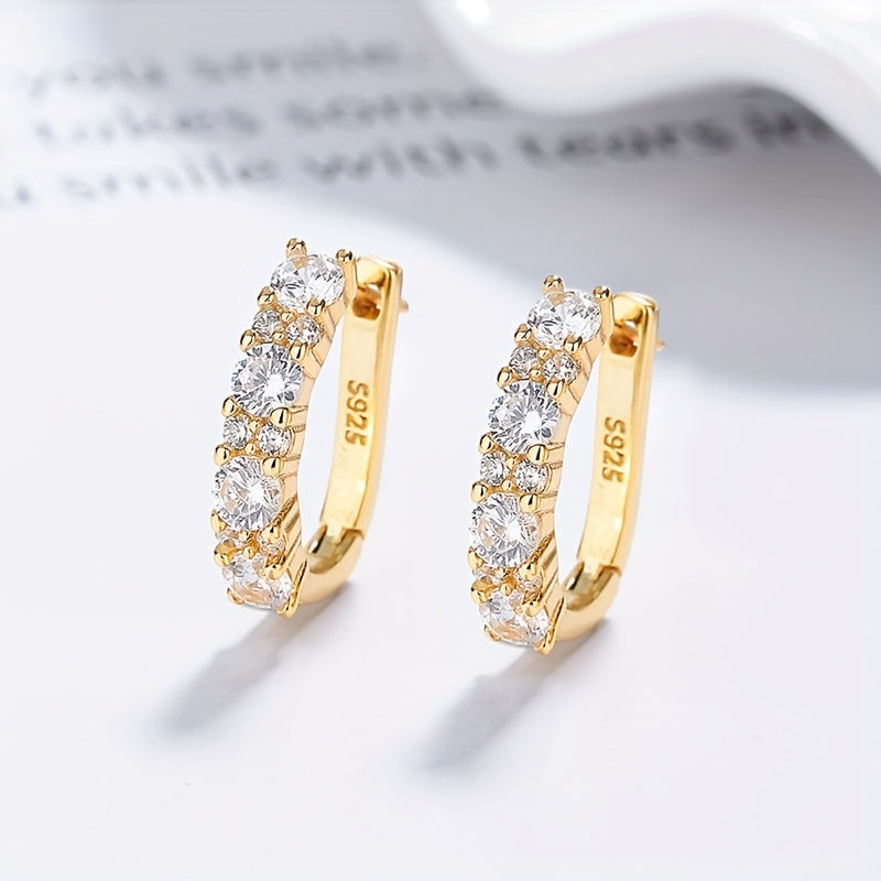 925 Sterling Silvery Moissanite Women's Earrings, Women's Charming Jewelry, The Perfect Gift for Mothers And Girlfriends, Elegant, Fashionable, Sexy And Charming, Sparkling At Parties, Banquets, Mother's Day, Exquisite Gift Box.