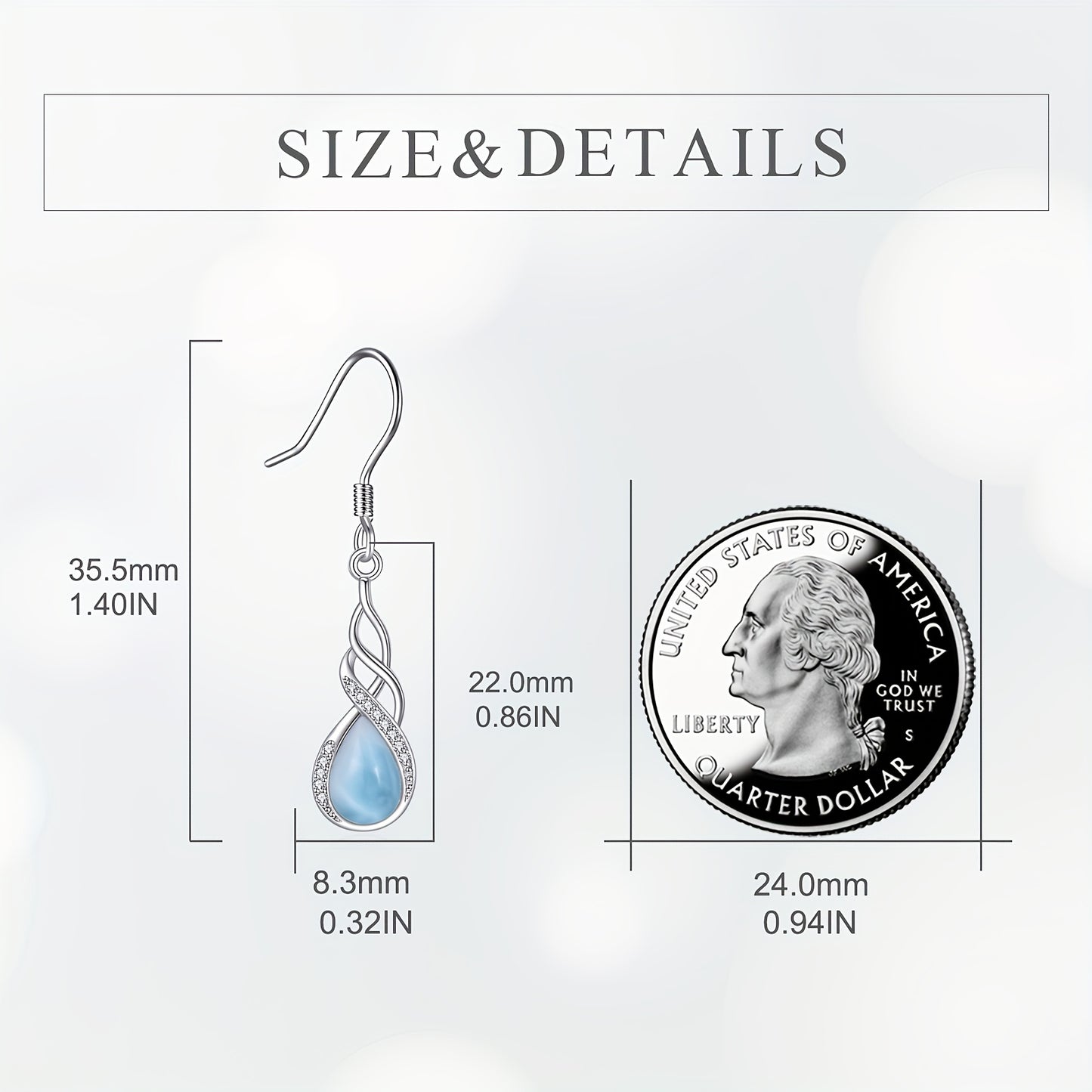 YFN Larimar Celtic Earrings For Women Sterling Silver Leverback Earrings Larimar Jewelry Gifts