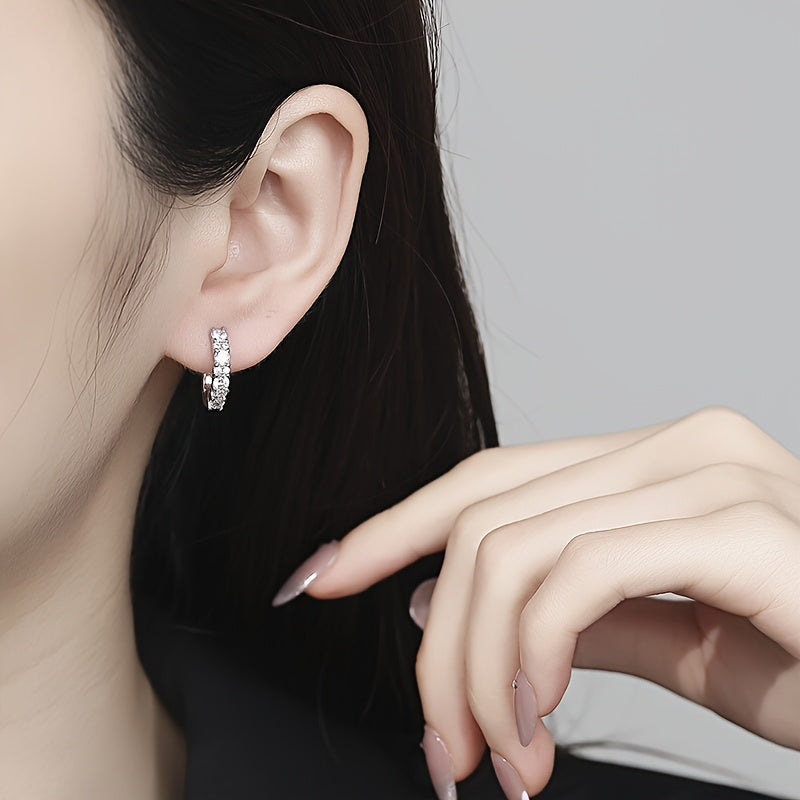 925 Sterling Silvery Moissanite Women's Earrings, Women's Charming Jewelry, The Perfect Gift for Mothers And Girlfriends, Elegant, Fashionable, Sexy And Charming, Sparkling At Parties, Banquets, Mother's Day, Exquisite Gift Box.