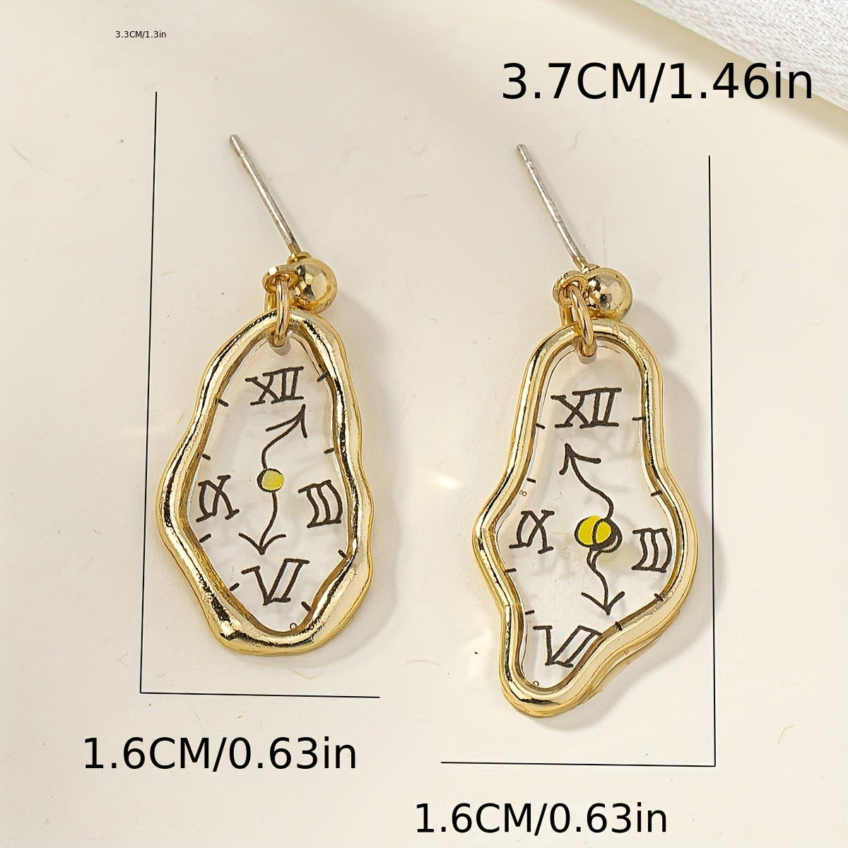 Chic Punk-Inspired Acrylic Clock Dangle Earrings - Vintage & Elegant Style for Casual Attire