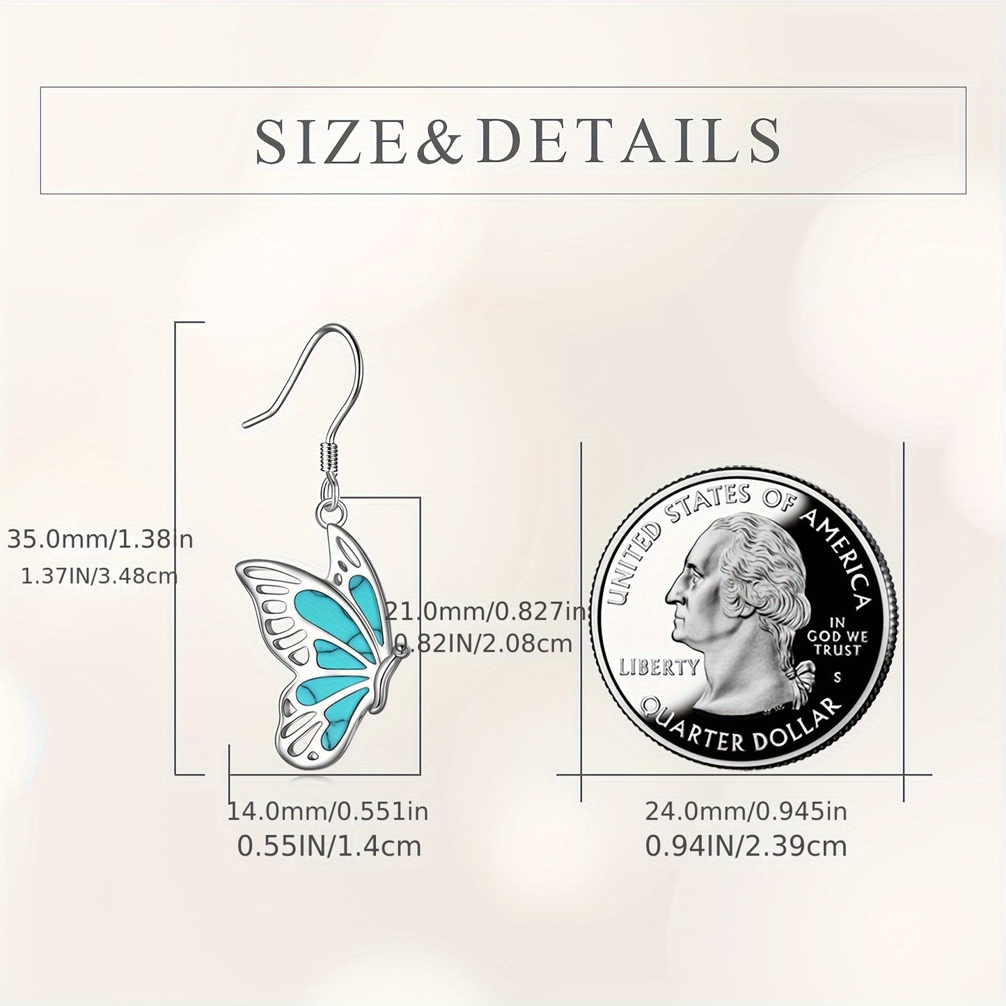 Butterfly Turquoise Earrings Sterling Silver For Women Butterfly Jewelry Mother Day Birthday Gifts