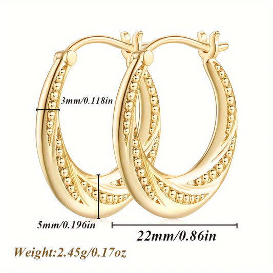 925 Silvery Hoop Earrings, 18k Golden Plated, Ladies Rotating Ball Design, Simple Charming Fashion Personality Trend Comfortable, Daily Wear, Give to Mom, Partner, Daughter, Friend, Express Your Heart, Any Holiday- Christmas, Birthday, Anniversary