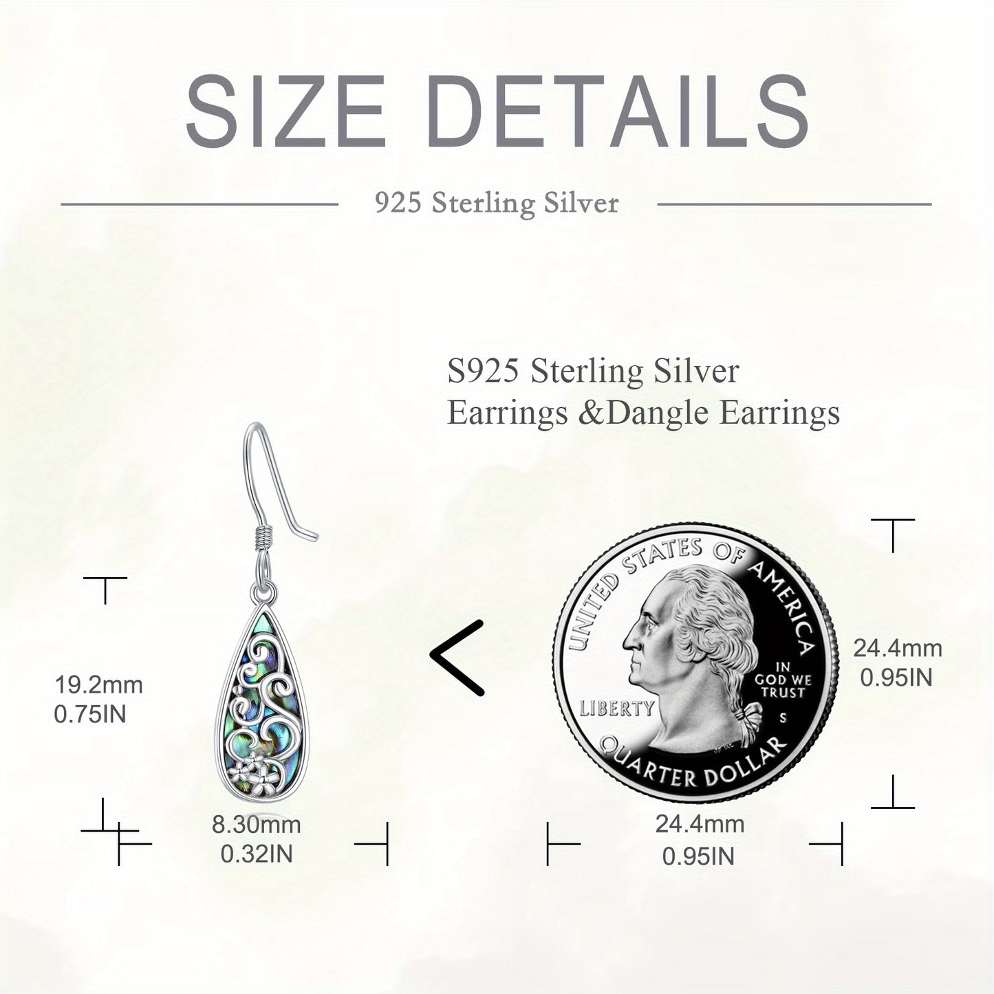 Teardrop Filigree Earrings for Women 925 Sterling Silver Dangle Earrings Abalone Shell Earring for Women