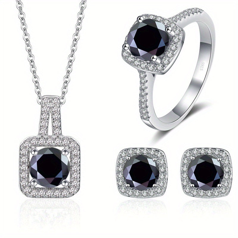 Gem Ladies 1.0 Cragg GRA Moissanite Jewelry Set for Women Ring Necklace Earrings Earrings Set 925 Sterling Silver Wedding Party Jewelry