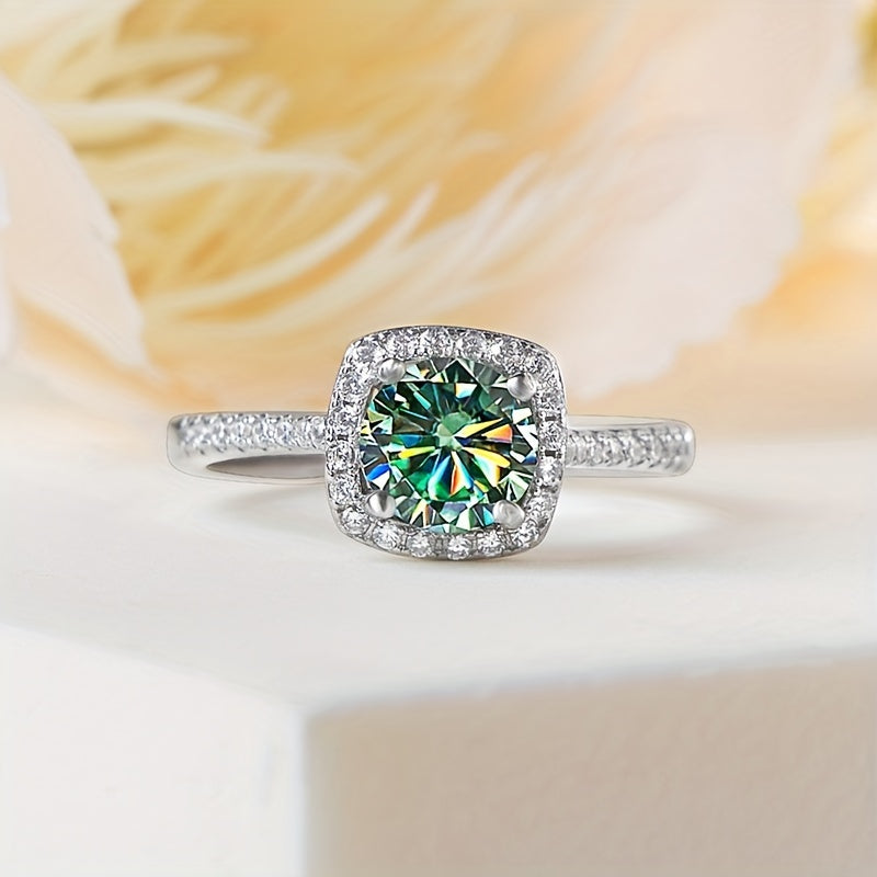 Gem Ladies 1.0 Cragg GRA Moissanite Jewelry Set for Women Ring Necklace Earrings Earrings Set 925 Sterling Silver Wedding Party Jewelry