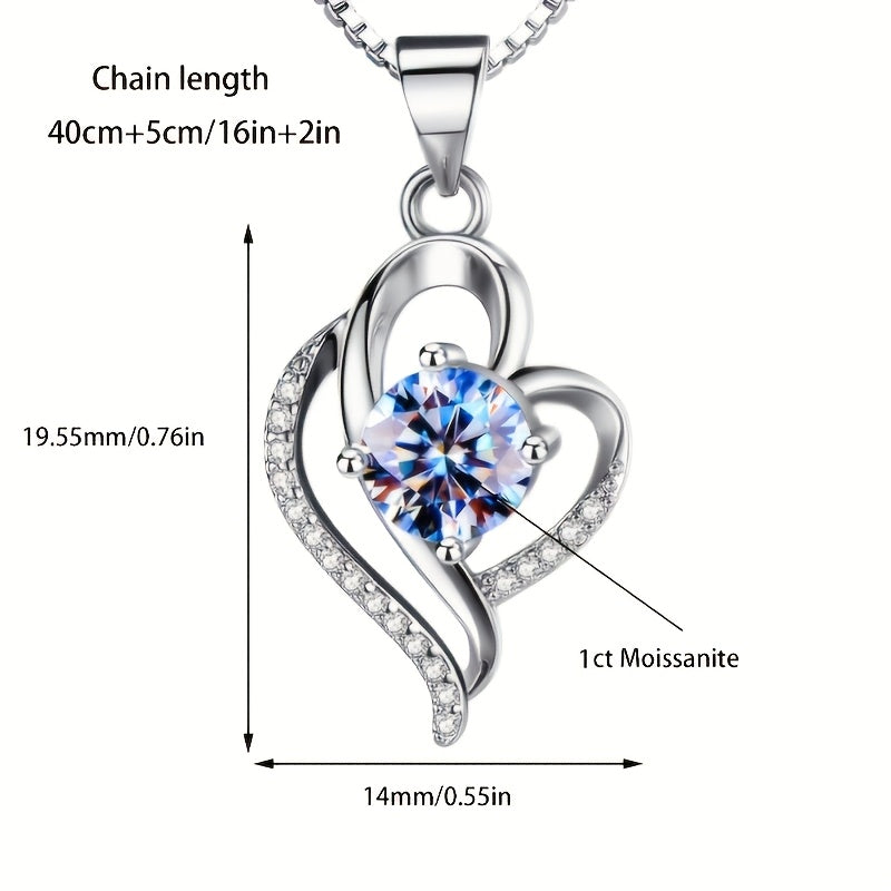 Moissanite Pendant Necklace, 925 Silver, Inlaid with DF Color Brilliant Round Cut 1ct Moissanite, Unique Design, Same for Men And Women, Commemorative Gift Birthday Gift, Thanksgiving, Comes with Exquisite Gift Box