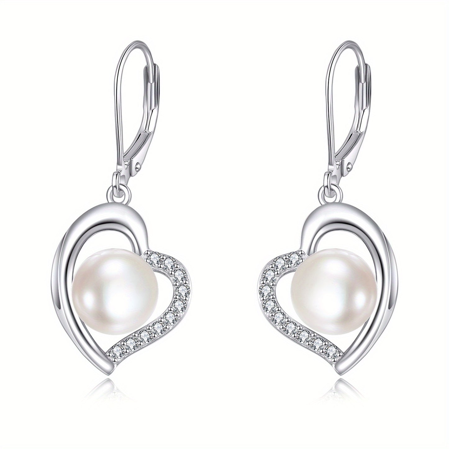 Imitation Pearl Dangle Earrings for Women 925 Sterling Silver Imitation Pearl Drop Earrings White Imitation Pearl Earrings Dangling Wedding Jewelry Birthday for Women Her
