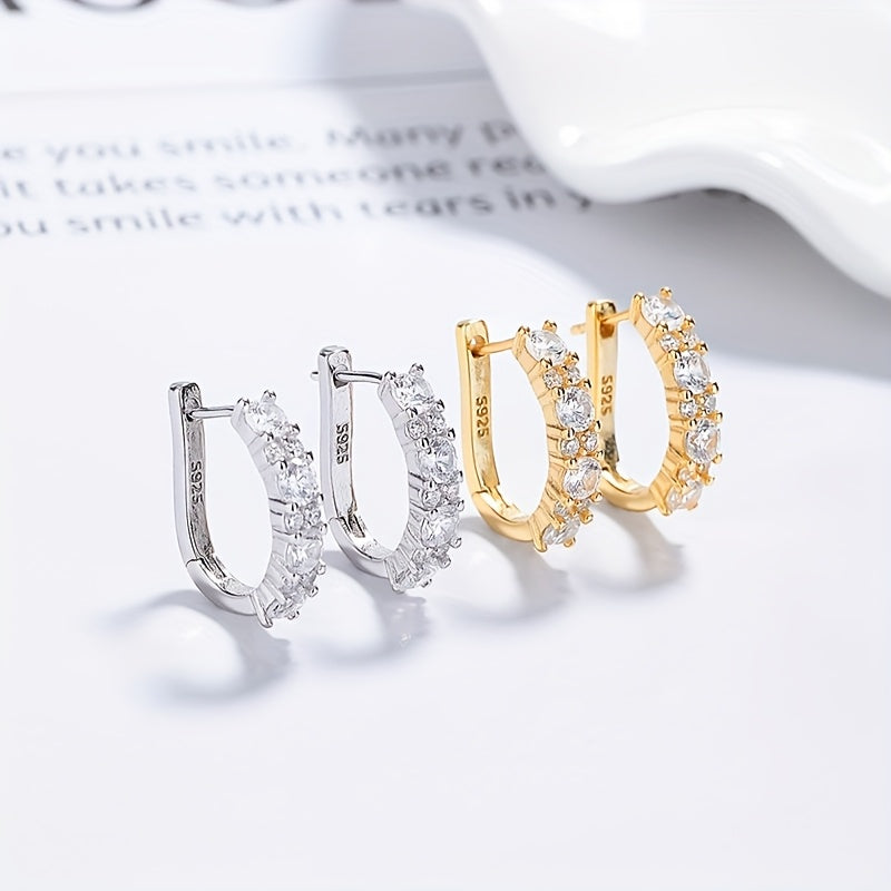 925 Sterling Silvery Moissanite Women's Earrings, Women's Charming Jewelry, The Perfect Gift for Mothers And Girlfriends, Elegant, Fashionable, Sexy And Charming, Sparkling At Parties, Banquets, Mother's Day, Exquisite Gift Box.