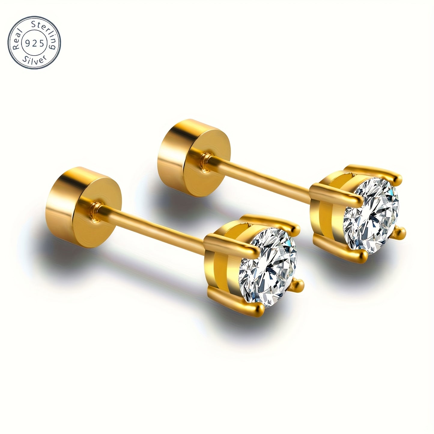 A Pair Of 925 Silver 4mm Moissanite Earrings, Suitable For Both Men And Women, Anti-allergic Material, Suitable For All Occasions, Comes With A Beautiful Gift Box