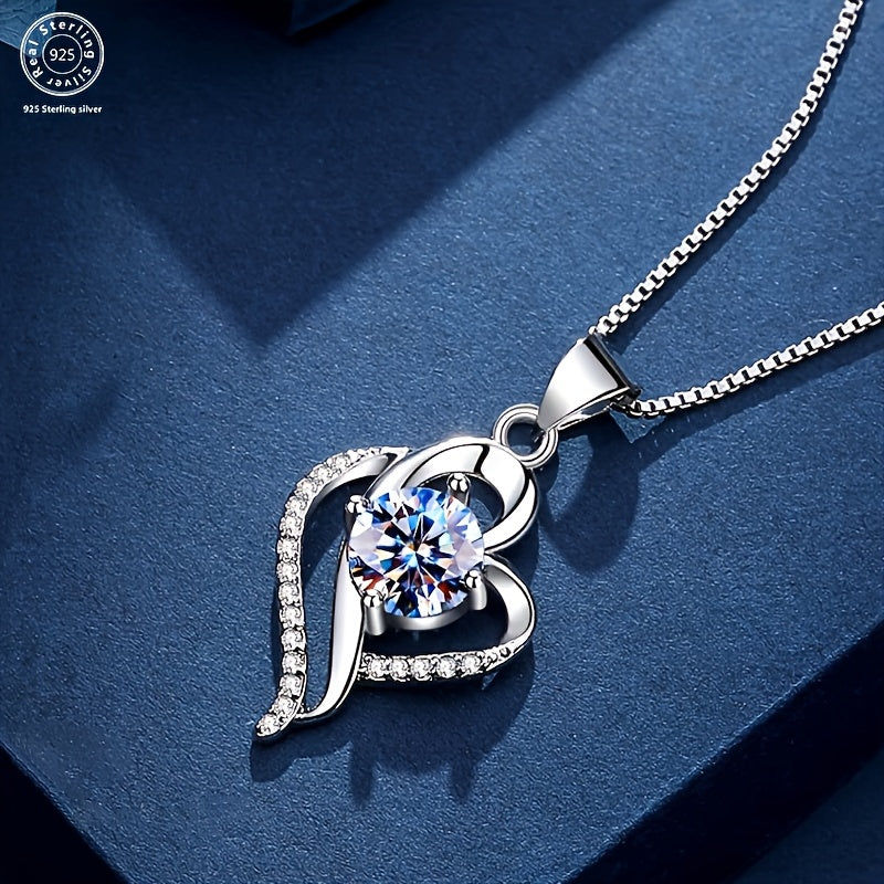 Moissanite Pendant Necklace, 925 Silver, Inlaid with DF Color Brilliant Round Cut 1ct Moissanite, Unique Design, Same for Men And Women, Commemorative Gift Birthday Gift, Thanksgiving, Comes with Exquisite Gift Box