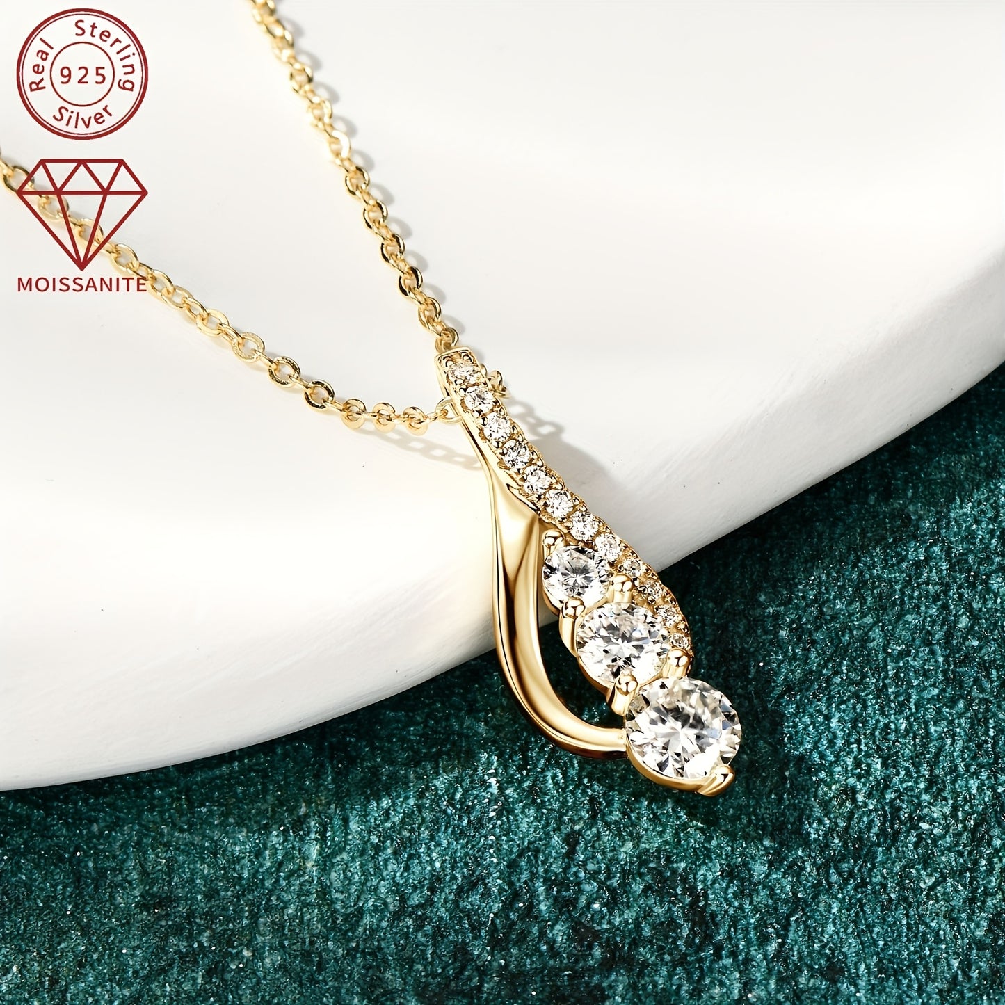 This Silvery Jewelry Weighs Approximately 0, 11 Ounces, Moissanite: 5Mm * 1, 4Mm * 1, 3Mm * 1, 1Mm * 5, S925 Silvery Ladies Fashion Holiday Jewelry Gift, Moissanite Pendant Necklace, Anniversary Gift, Chain Length 18 + 2 Inches