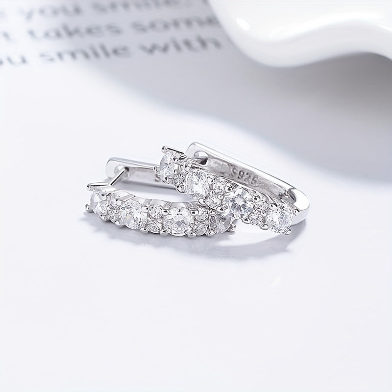 925 Sterling Silvery Moissanite Women's Earrings, Women's Charming Jewelry, The Perfect Gift for Mothers And Girlfriends, Elegant, Fashionable, Sexy And Charming, Sparkling At Parties, Banquets, Mother's Day, Exquisite Gift Box.