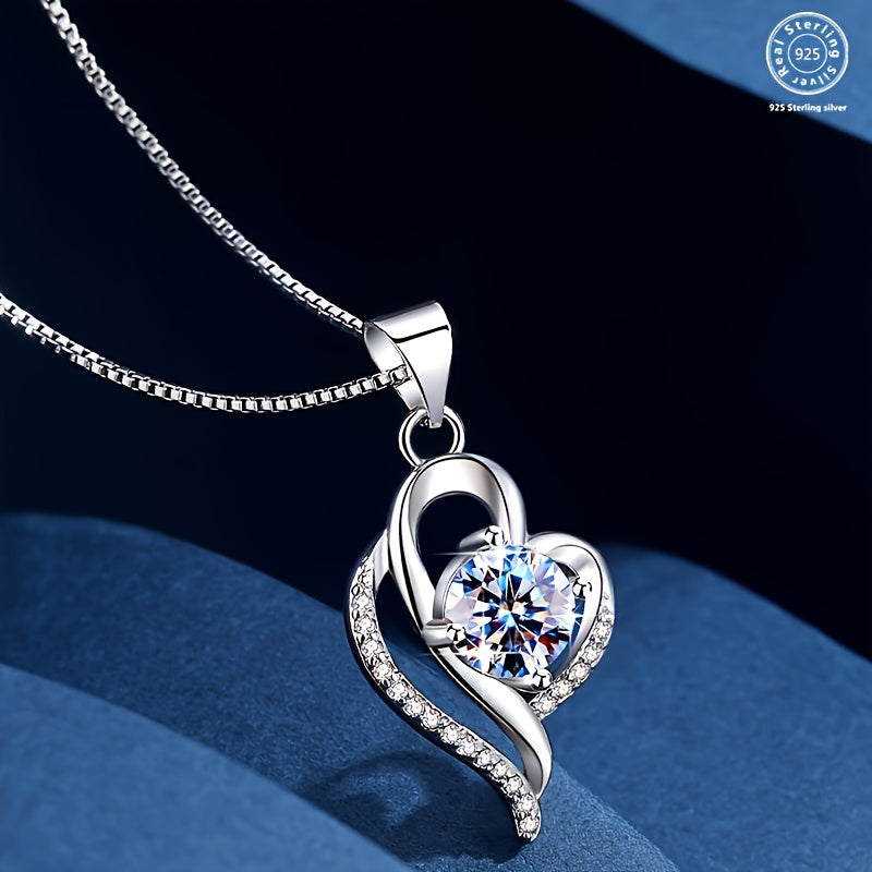 Moissanite Pendant Necklace, 925 Silver, Inlaid with DF Color Brilliant Round Cut 1ct Moissanite, Unique Design, Same for Men And Women, Commemorative Gift Birthday Gift, Thanksgiving, Comes with Exquisite Gift Box