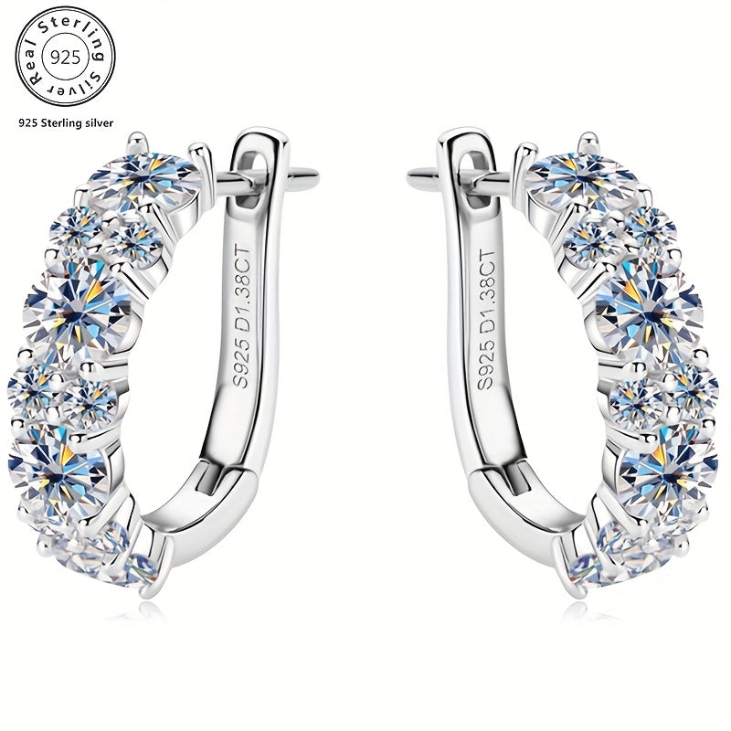 925 Sterling Silvery Moissanite Women's Earrings, Women's Charming Jewelry, The Perfect Gift for Mothers And Girlfriends, Elegant, Fashionable, Sexy And Charming, Sparkling At Parties, Banquets, Mother's Day, Exquisite Gift Box.