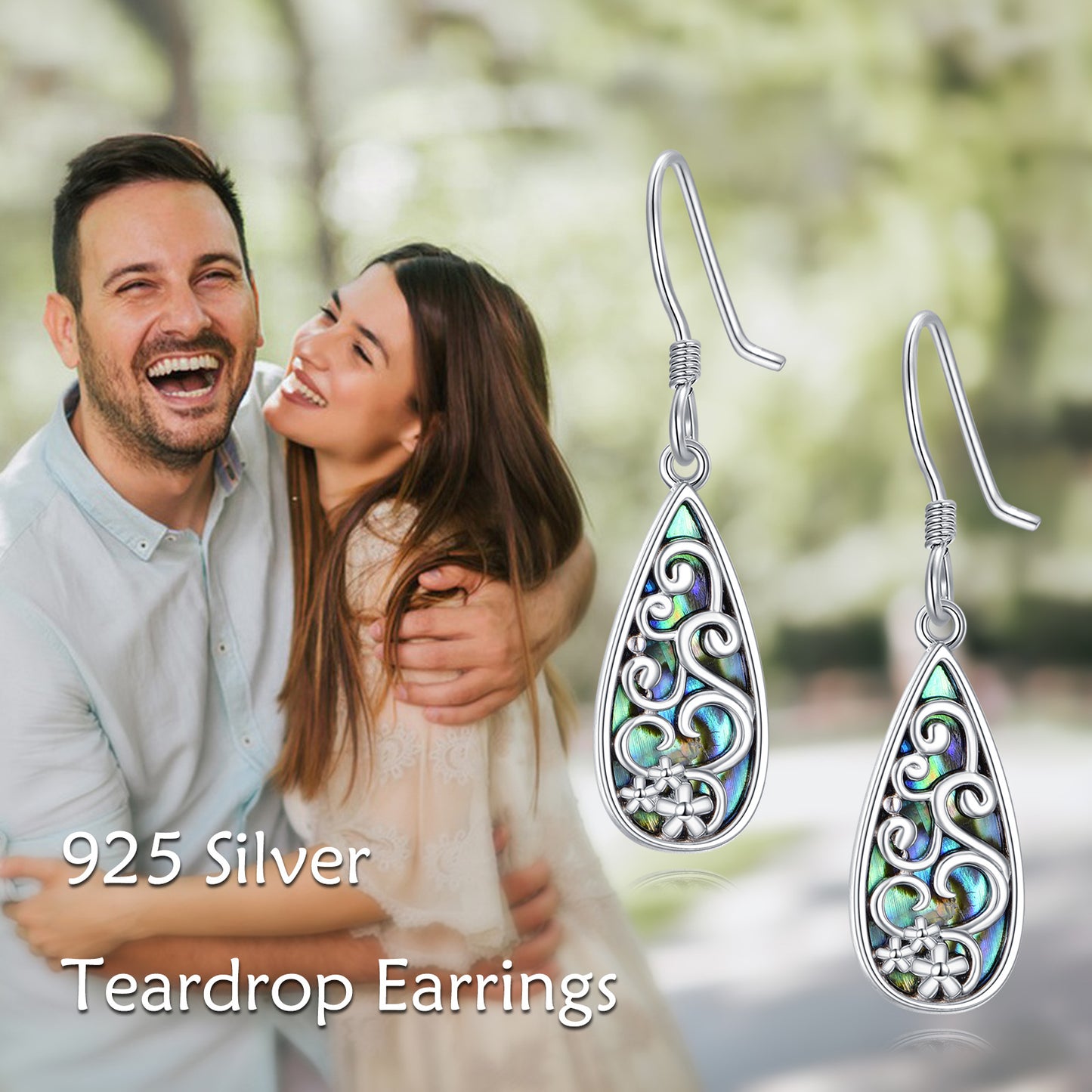 Teardrop Filigree Earrings for Women 925 Sterling Silver Dangle Earrings Abalone Shell Earring for Women