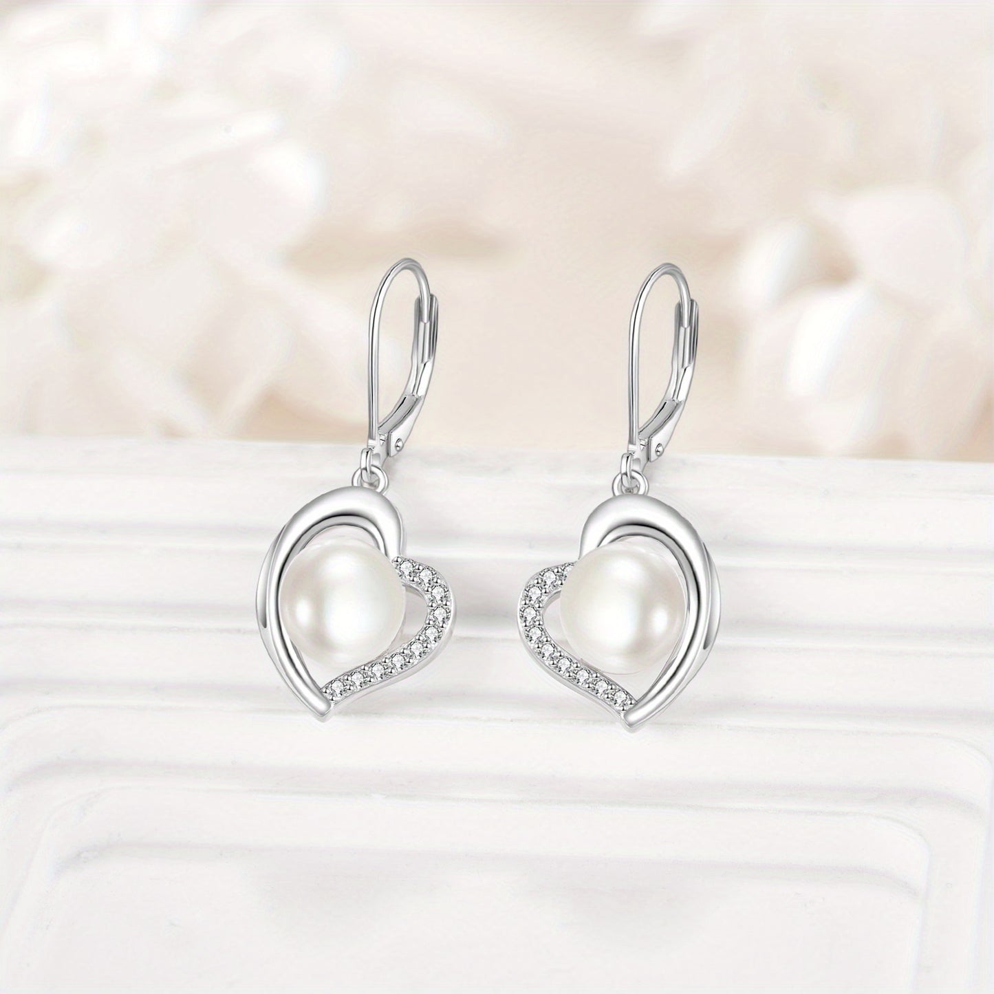 Imitation Pearl Dangle Earrings for Women 925 Sterling Silver Imitation Pearl Drop Earrings White Imitation Pearl Earrings Dangling Wedding Jewelry Birthday for Women Her