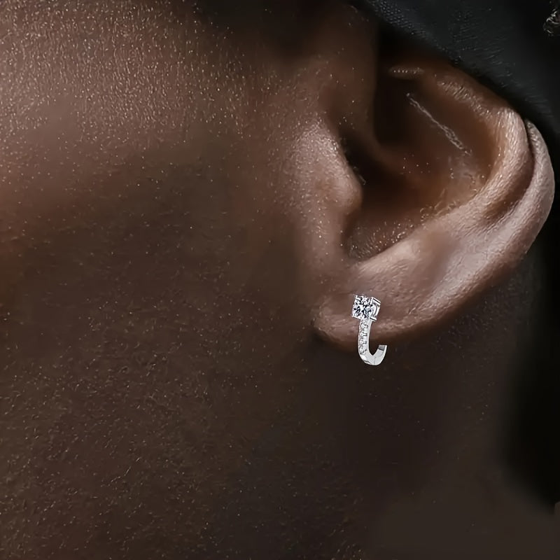 1 Pair Of Finely Carved 925 Sterling Silver 0.5*2carat Moissamite With 4 Small Diamond Earrings A Gift For Wife's Anniversary A Woman's Birthday Jewelry For Her Girlfriend A Valentine's Day Mother's Day Gift, Gift Box